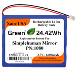 Replacement Battery PN: BT1080 for Simplehuman Mirrors (ST3024 ST3026 ST3027 ST3028) | 3.7V 6600mAh | Please Verify Part Number and Connector Before Purchase