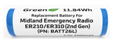 Long Lasting 3200mAh Replacement Battery for Midland Emergency Radio ER210/ER310 (2nd Gen) / PN: BATT26L.