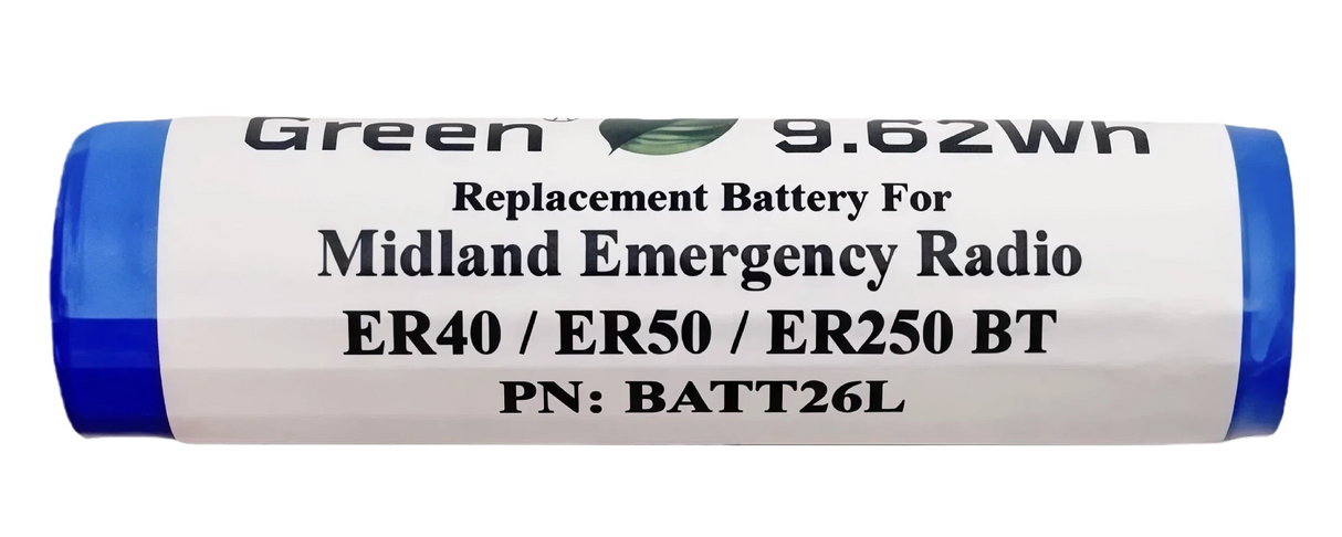 Replacement Battery for Midland Emergency Radio Models ER40 ER50 ER250BT  (PN: BATT26L) 2600mAh.