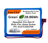 6 - pack 11.1V 2600mAh Replacement Battery for Signalink Fire-Link II Fire Alarm System, BATT-ISD2500, ISD-2500, ISD-2501, NMC-101, IDC 3-640440-3 Connector, Built-in BMS, 28.86Wh (Copy)