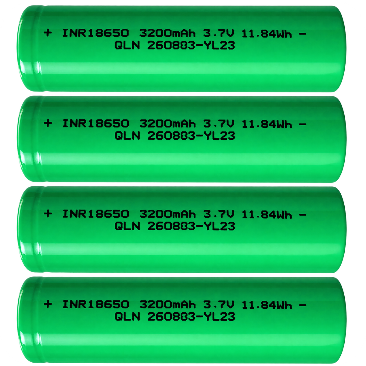 Xain-USA 4-Pack 3.7V 3200mAh 18650 Button-Top Rechargeable Li-ion Batteries | 11.84Wh Each | Unprotected Cells – No BMS
