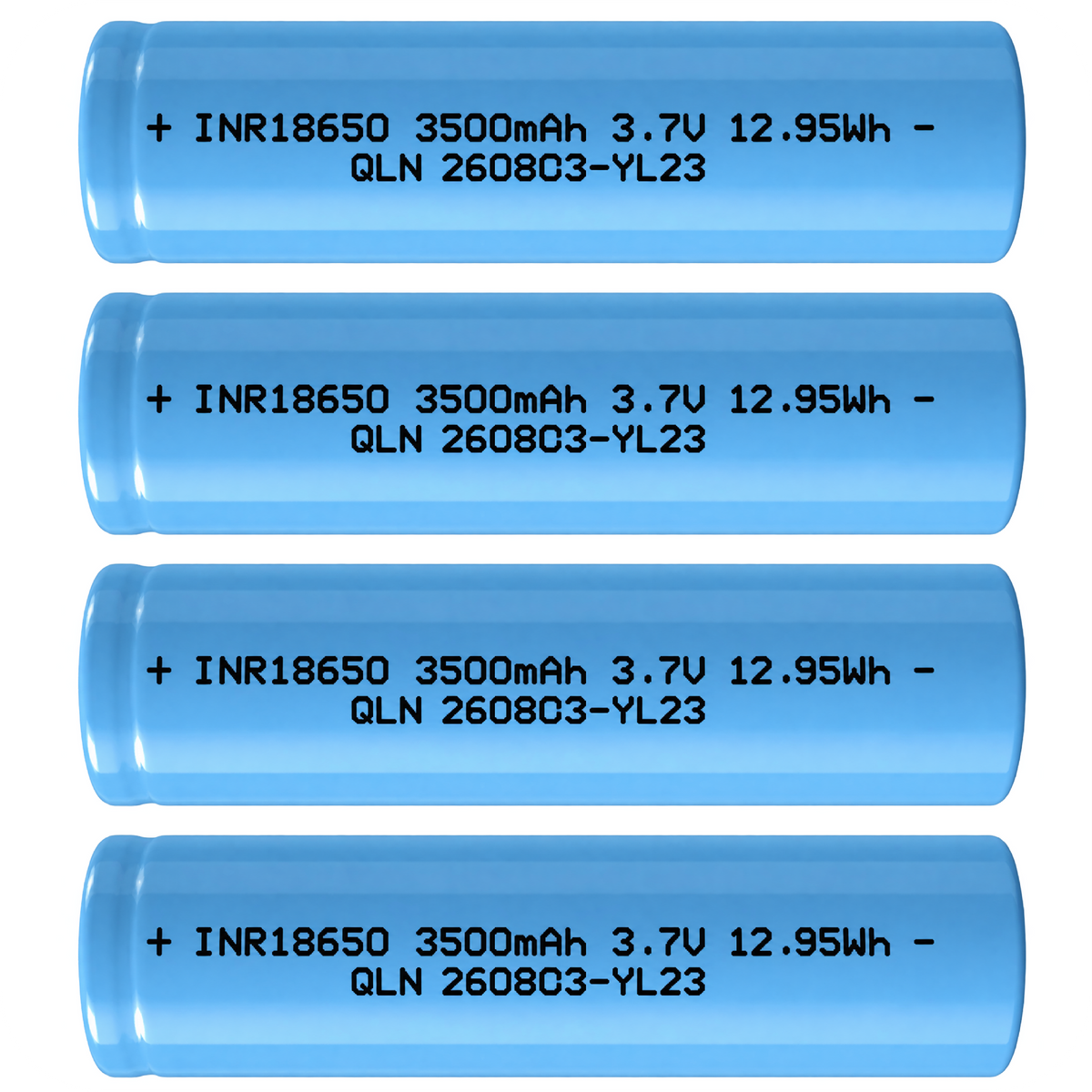 Xain-USA 4-Pack 3.7V 3500mAh 18650 Button-Top Rechargeable Li-ion Batteries | 12.95Wh Each | Unprotected Cells – No BMS