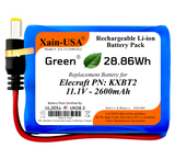 Xain-USA UL 2054 Certified 11.1V 2600mAh Replacement Battery for Elecraft KX2 & KH1, Replaces KXBT2, 28.86Wh, 5A BMS, 10K NTC