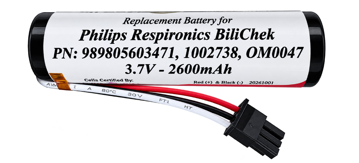 Xain-USA 3.7V 2600mAh Replacement Battery for Philips Respironics BiliChek Bilirubin Analyzer | Replaces 989805603471, 1002738, OM0047