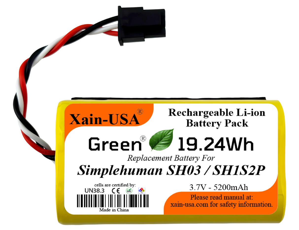 5200mAh Replacement Battery for 6" Simplehuman SH03 SH1S2P ST3004 3005 3008 3009 3015