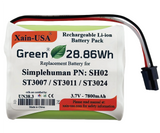 7800mAh ULTRA-CAPACITY Replacement Battery for Simplehuman PN:SH02 Models ST3007 ST3011 & ST3024 Sensor Mirror Trio, 3.7V Rechargeable Li-ion Pack, Built with Xain-Xtra Cells for 1000+ Cycles.
