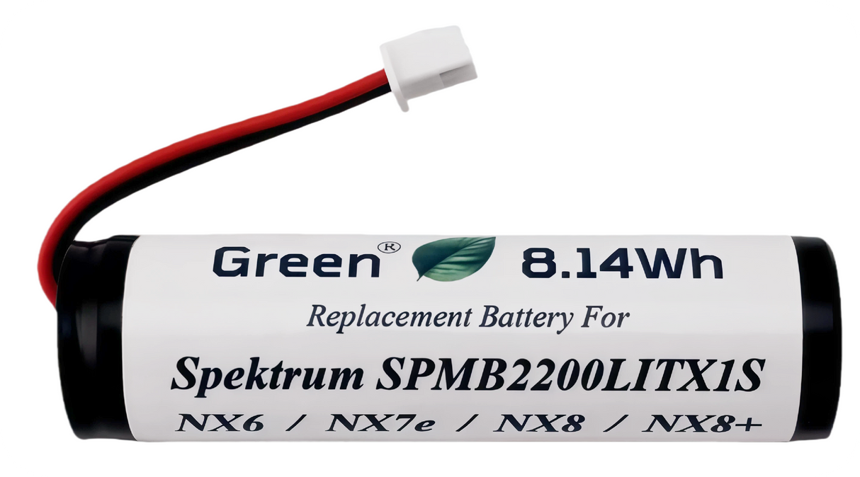 3.7V 2200mAh Li-Ion Replacement Battery for Spektrum NX6, NX7e, NX8, and NX8+ Transmitters | SPMB2200LITX1S Compatible | 2-Year Warranty