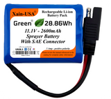 12V 2600mAh Replacement Battery for 1 GPM Farm Sprayers | SAE 2-Pin Connector | 5A Continuous Discharge | Built-in BMS