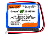 Xain-USA UL 2054 Certified 11.1V 2600mAh Replacement Battery for Altec Lansing Super LifeJacket IMW888 & Jolt IMW889 Series Speakers, 28.86Wh, 5A BMS