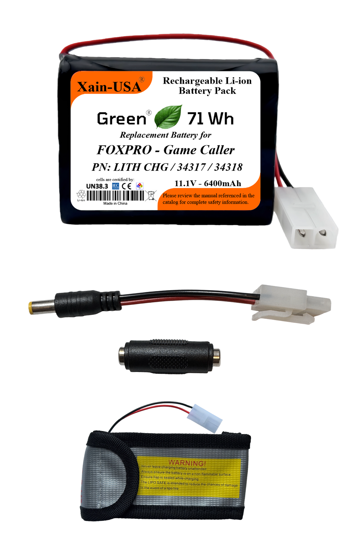 Smart Package 6400mAh replacement battery for FOXPRO Game Caller PN: LITH CHG / 34317 / 34318