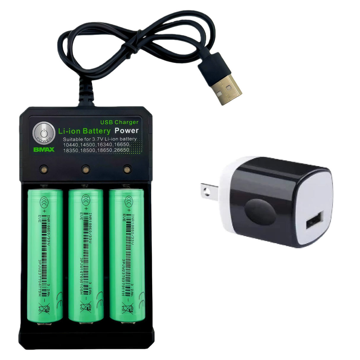 3-Pack 3.7V 3200mAh Li-ion Batteries with Charger for V5 WiFi Smart Visual Doorbell – Ultra-High Capacity, 1000+ Charge Cycles, PIR Motion Detection, 720P HD Compatible