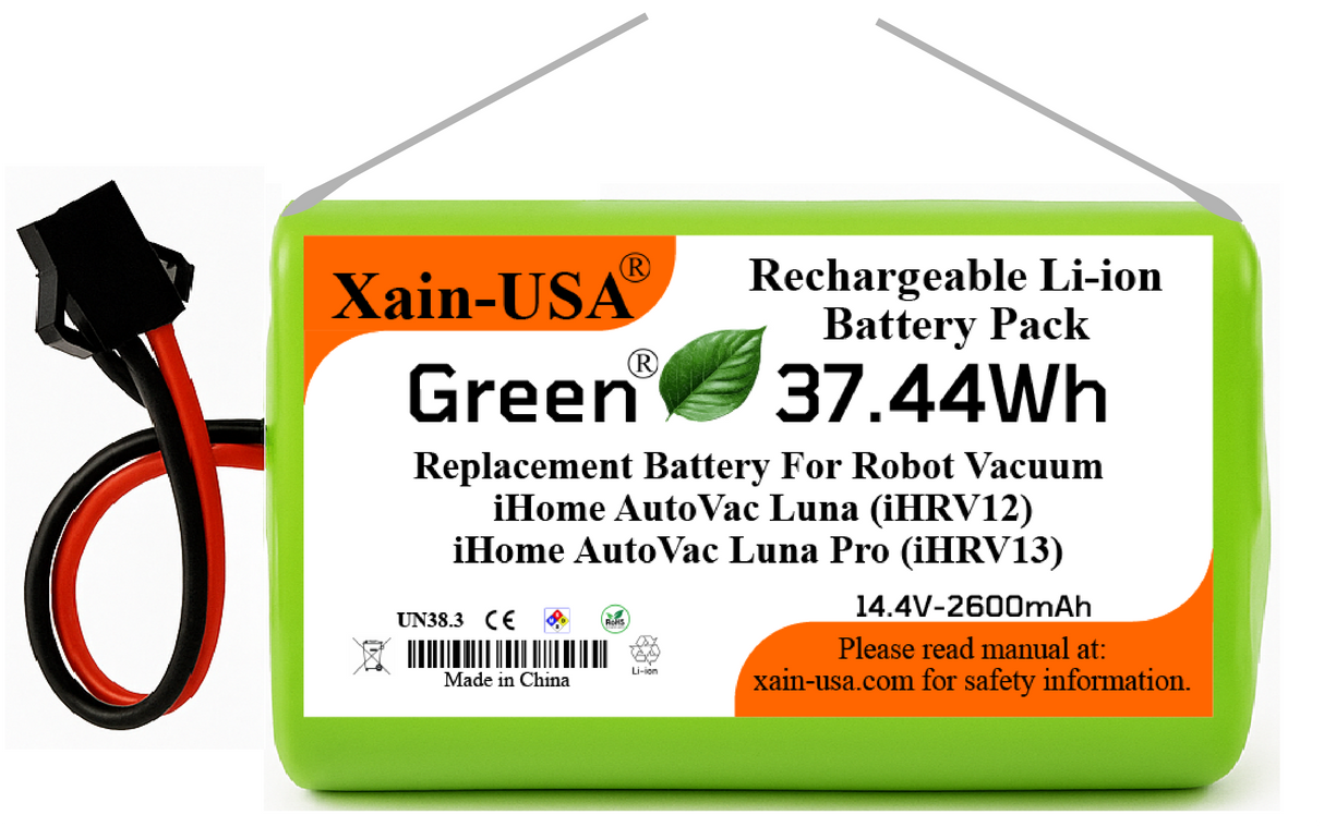 Replacement Battery 14.4V 2600mAh (37.4Wh) for iHome AutoVac Luna iHRV12 & Luna Pro iHRV13 Robot Vacuum Cleaner