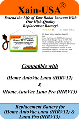 Replacement Battery 14.4V 2600mAh (37.4Wh) for iHome AutoVac Luna iHRV12 & Luna Pro iHRV13 Robot Vacuum Cleaner