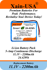 (5-Amp) 11.1V 2200mAh Rechargeable Li-ion Battery Pack | JST-XH 2-Pin Connector | Built-in BMS Protection and NTC Temperature Sensor