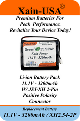 Xain-Power 3200mAh 11.1V Li-ion Battery Pack | 3S1P Rechargeable Lithium-Ion Replacement Battery with JST-XH2.54 Connector | Compatible with Super LifeJacket IMW888S / Two-Way Radios / Pool Vacuum