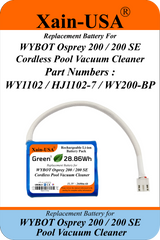 2600mAh Replacement Battery for WYBOT Osprey 200 / 200 SE Pool Vacuum | WY1102, HJ1102-7, WY200-BP | 11.1V 3S1P | JST-VH 3-Pin 2-Wire | BMS + NTC
