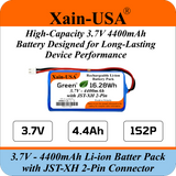 Xain-USA 3.7V 4400mAh Li-ion Battery Pack - JST-XH 2-Pin, Built-in BMS