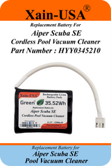 Xain-Pool Power | 3200mAh Upgraded Battery for Aiper Scuba SE Cordless Pool Vacuum Cleaner | 11.1V Extended Runtime Lithium-Ion Pack | OEM Replacement Part HYY0345210 / 3INR19/66