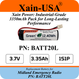 3350mAh Replacement Battery for Midland Radios PN: BATT20L First Gen. ER200 ER210 ER300 ER310