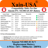 High-Performance Replacement Battery For Xiaomi M365 PN: NE1003-H (36V 7800mAh, 280Wh) with Built-in Communication Protocol. Please See Our Catalog for Xiaomi Scooter Compatibility List.