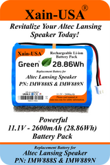Xain-USA 11.1V 2600mAh Replacement Battery for Altec Lansing Super LifeJacket & Super LifeJacket Jolt – Fits Part No. INR18650-3S – Compatible with IMW888, IMW888S, IMW889, IMW889N – High-Capacity Li-ion Pack