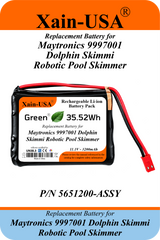 11.1V 3200mAh Replacement Battery for Maytronics 9997001 Dolphin Skimmi Robotic Pool Skimmer, Maytronics P/N 5651200-ASSY, with Built-in BMS and NTC Temperature Sensor