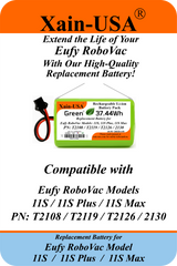 14.4V 2600mAh Li-ion Replacement Battery for Eufy RoboVac 11S (T2108) 11S Plus (T2119) 11S Max (T2126 / T2130)   3-Pin Connector  High-Capacity Rechargeable Battery Pack