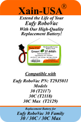 Eufy RoboVac Replacement Battery 14.4V 2600mAh Li-ion, 3-Pin Connector, Compatible with T2108 / T2119 / T2126 / T2130 — High-Capacity Rechargeable Robotic Vacuum Battery Pack
