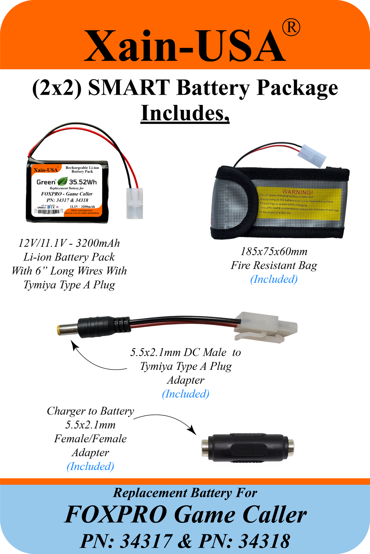 3200mAh Replacement Battery for FOXPRO Game Caller PN: 34317