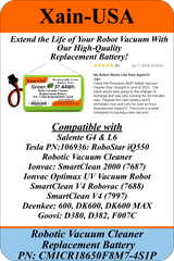 Replacement Battery for Salente  G4 & L6 Robot Vacuum Cleaners PN: 106936, 14.4V - 2600mAh  (37.4Wh) with Built-in Battery Management System (BMS)