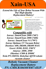 Replacement Battery for Ionvac SmartClean 2000 Robovac 7687 / 7688 and Ionvac SmartClean V4 (7997) Robot Vacuum Cleaners 14.4V - 2600mAh  (37.4Wh) with Built-in Battery Management System (BMS)