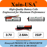 2600mAh Replacement Battery for Honeywell PN: 00-10342 / PROSIXC2W & PROSIXRPTR