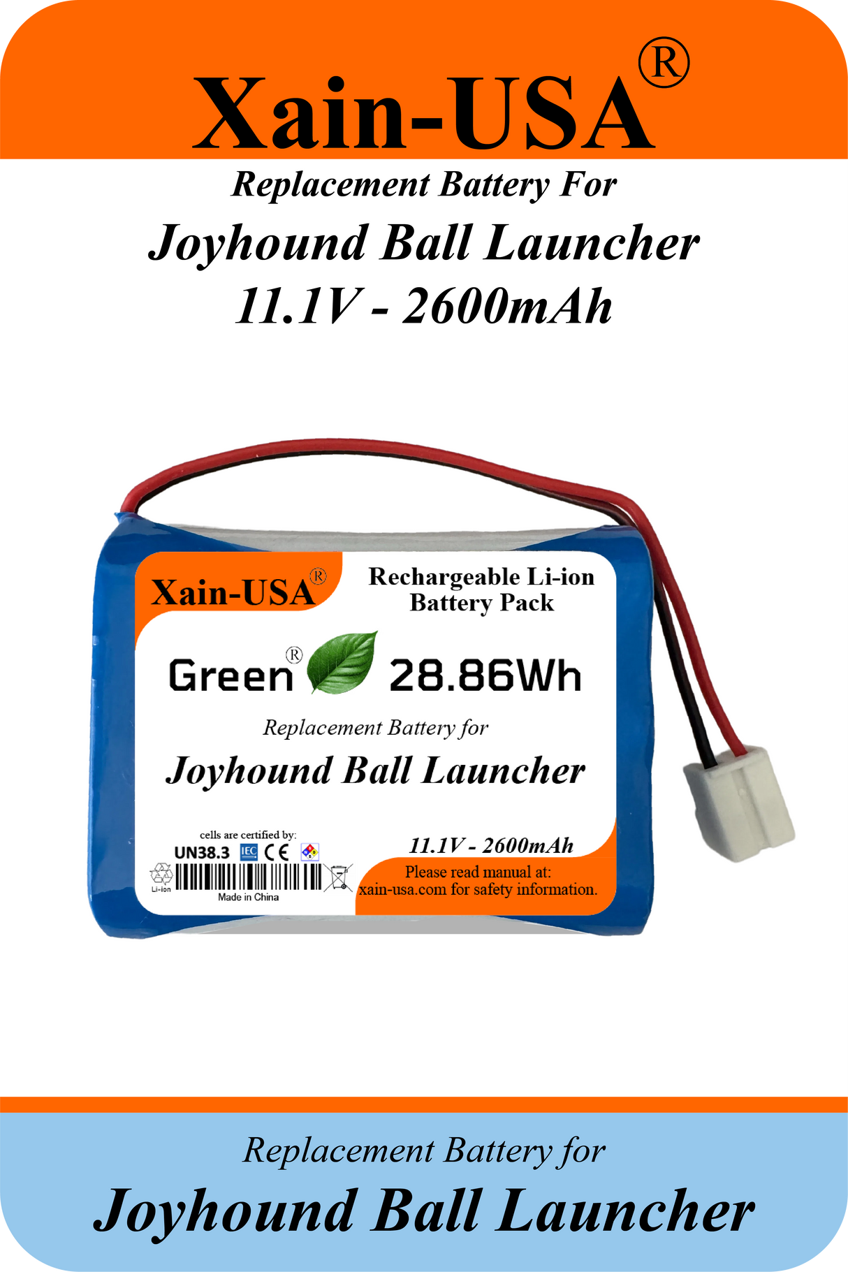 11.1V 2600mAh Replacement Battery for Joyhound Ball Launcher