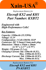 3200mAh Replacement Battery for Elecraft KX2 & KH1 / PN: KXBT2