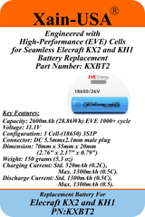 KXBT2 Replacement Battery for Elecraft KX2 & KH1, 11.1V 2600mAh Rechargeable Li-ion with Xain-Xtra Cells, 1000+ Cycle Life, BMS with Balancing & Temperature Sensing
