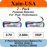 2-Pack: Replacement battery for NVIDIA P2570 Shield, Shield TV 1st Generation, PN: LC18650, 2600mAh