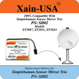 ULTRA-CAPACITY 7800mAh Battery for Simplehuman PN: SH02 Sensor Mirror Trio