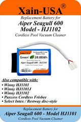 2600mAh Replacement Battery for Aiper Seagull 600 HJ1102 Cordless Pool Vacuum, 11.1V 28.86Wh, Built-in BMS – Check Connector Compatibility Before Ordering