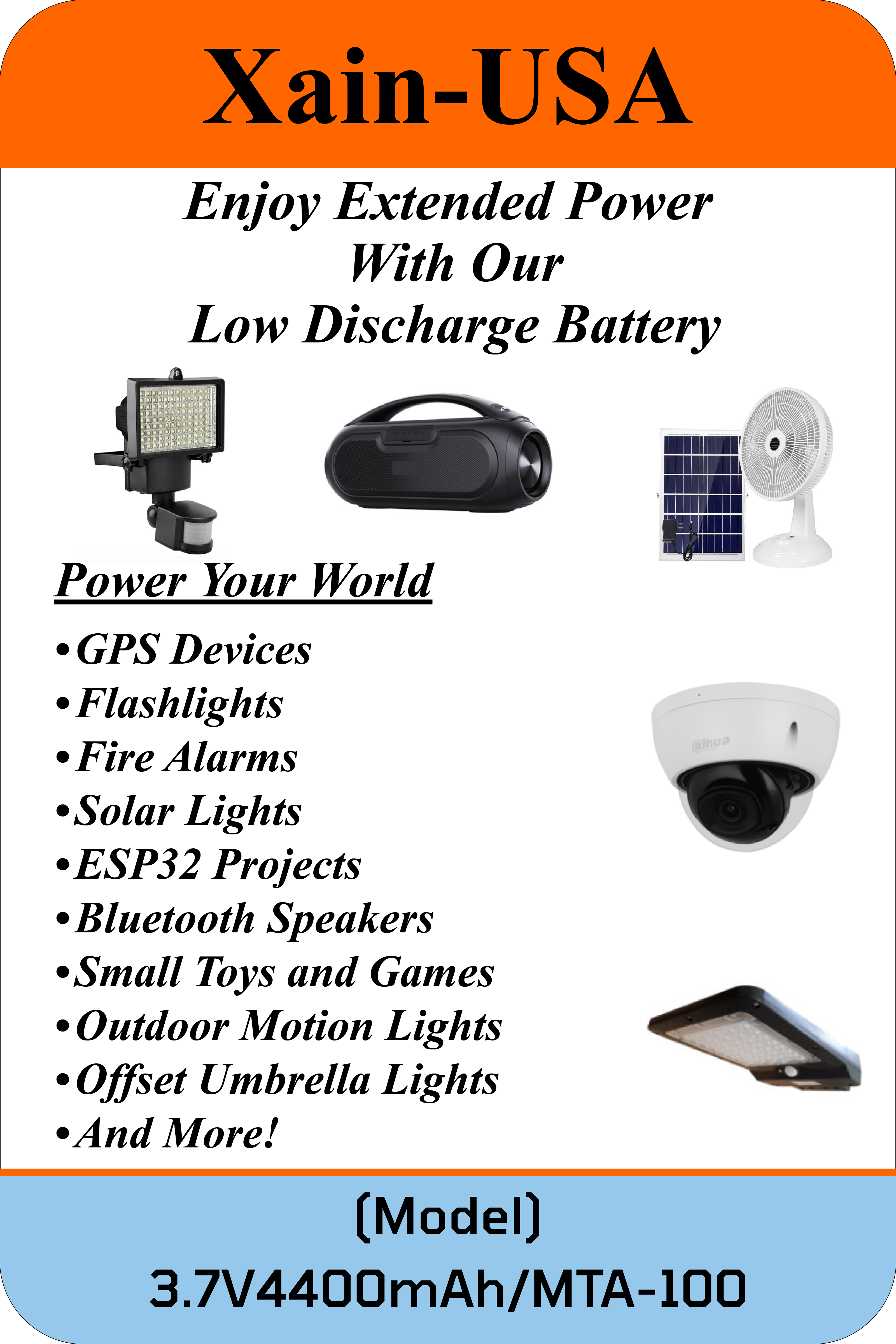 3.7V 4400mAh Li-ion Battery Pack with MTA-100 Plug