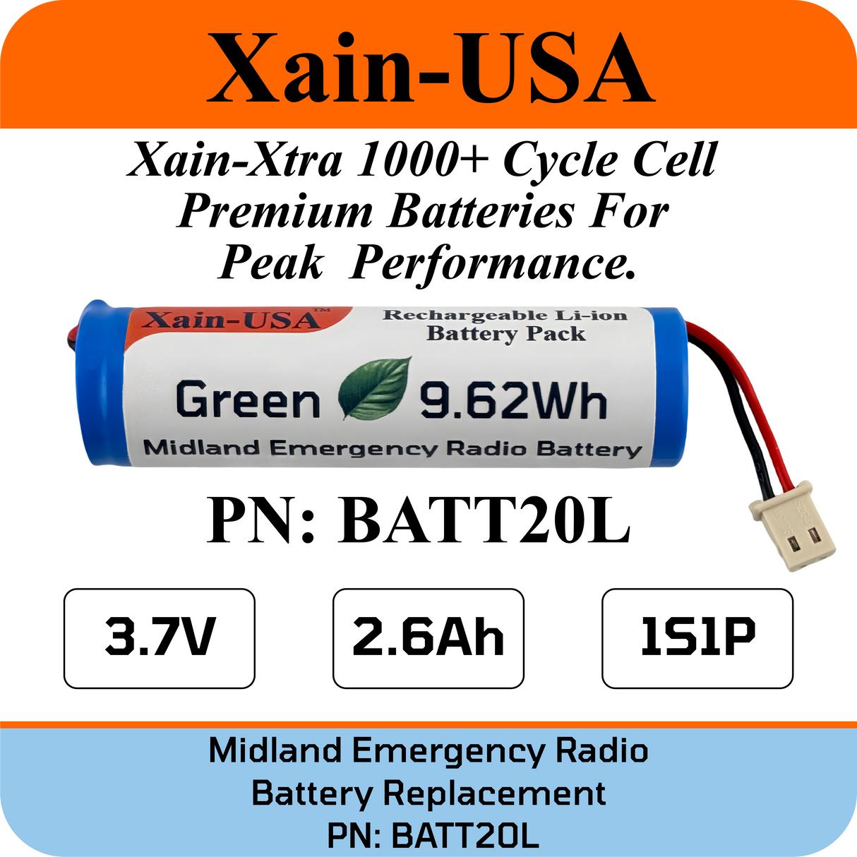 Midland Emergency Radio Replacement Battery (First Gen. ER200/ ER210/ ER300/ ER310)