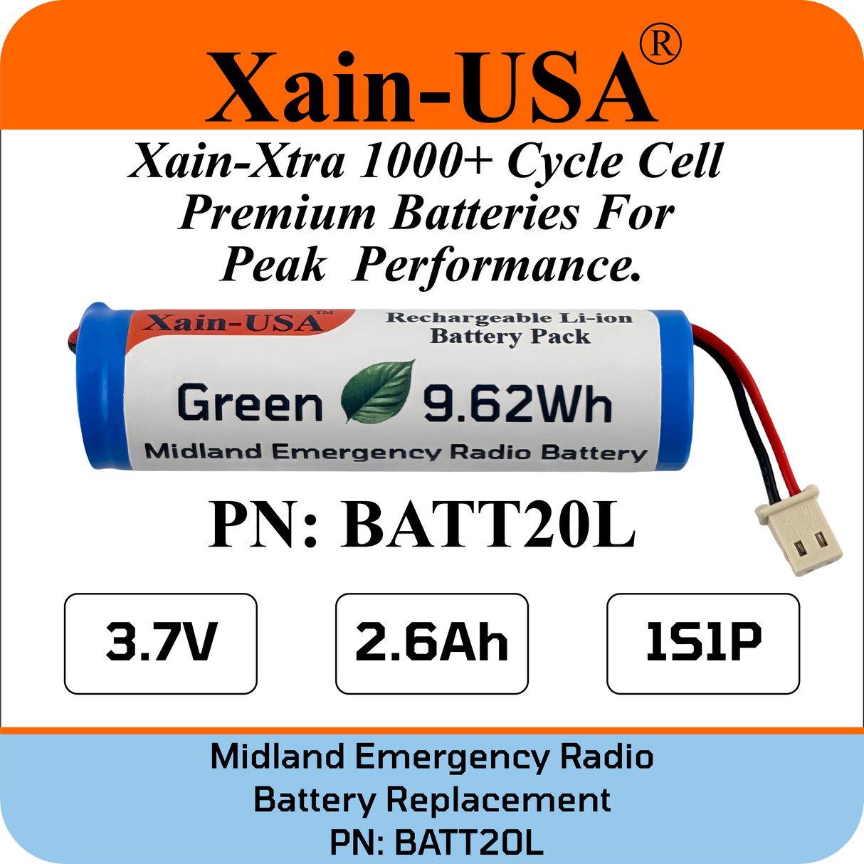 Midland Emergency Radio Replacement Battery (First Gen. ER200/ ER210/ ER300/ ER310)