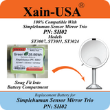 ULTRA-CAPACITY 7800mAh Battery for Simplehuman PN: SH02 Sensor Mirror Trio
