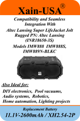 11.1V 2600mAh Li-ion Battery Pack | 3S1P JST-XH 2-Pin with BMS