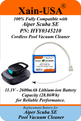 Xain-Pool Power | 2600mAh Upgraded Battery for Aiper Scuba SE Cordless Pool Vacuum Cleaner | 11.1V Extended Runtime Lithium-Ion Pack | OEM Replacement Part HYY0345210 / 3INR19/66