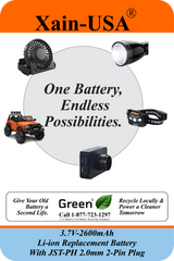 Premium 3.7V 2600mAh Replacement Battery – JST‑PH 2‑Pin Connector Compatible with flashlights, drones, voice amplifiers, RC toys, and a wide range of electronics.