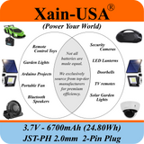 1S2P High-Capacity High-Drain 3.7V - 6700mAh Li-ion Battery Pack, with JST-PH 2-Pin Plug, 152% more power than 4400mAh, for Electronics, Solar Lights, GPS, Meshtastic Solar Node Project, Speakers