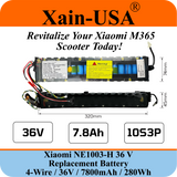 Replacement Battery For Xiaomi M365 PN: NE1003-H (36V 7800mAh, 280Wh) with Built-in Communication Protocol. Please See Our Catalog for Xiaomi Scooter Compatibility List.
