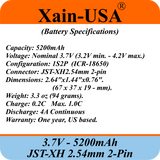 Premium 3.7V 5200mAh / High Drain / Li-ion Battery Pack / with JST-XH 2-pin Plug / Supports 4A Continuous Discharge / Ideal for Bluetooth speakers, toys, lighting, and electronics.