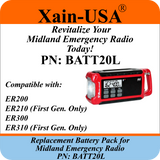 (2-Pack) 2600mAh Replacement Battery for Midland Emergency Radio PN: BATT20L, 1st Gen. ER200 / ER210 / ER300 / ER310