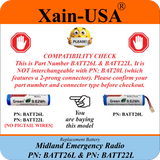 Battery Replacement for Midland ER210/ER310 (2nd Gen.)  / PN: BATT26L and PN:BATT22L / 2600mAh / with Built-in BMS